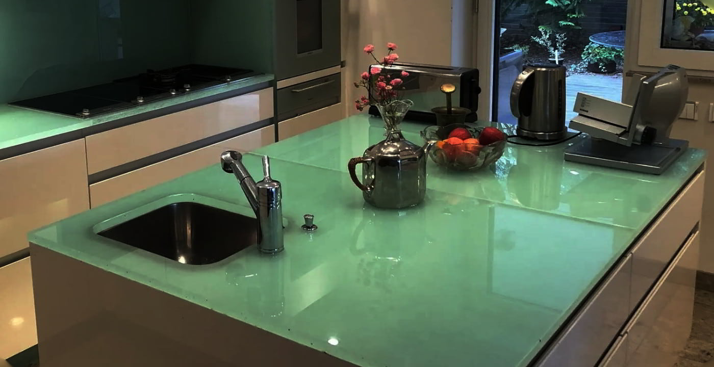 glass kitchen worktop