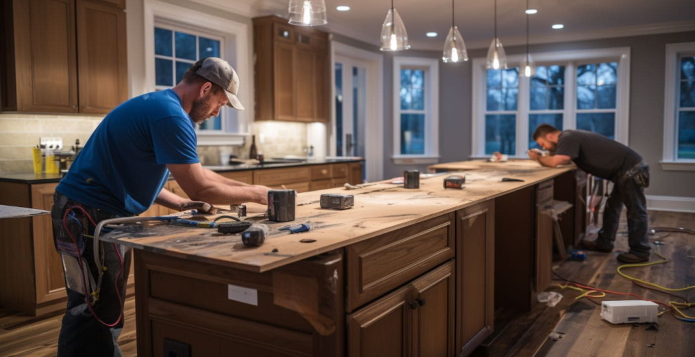 installing kitchen island